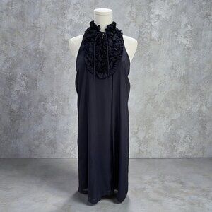 Zara Woman Black Ruffle Halter‎ Shift Dress Size Small Elegant Minimalist Chic